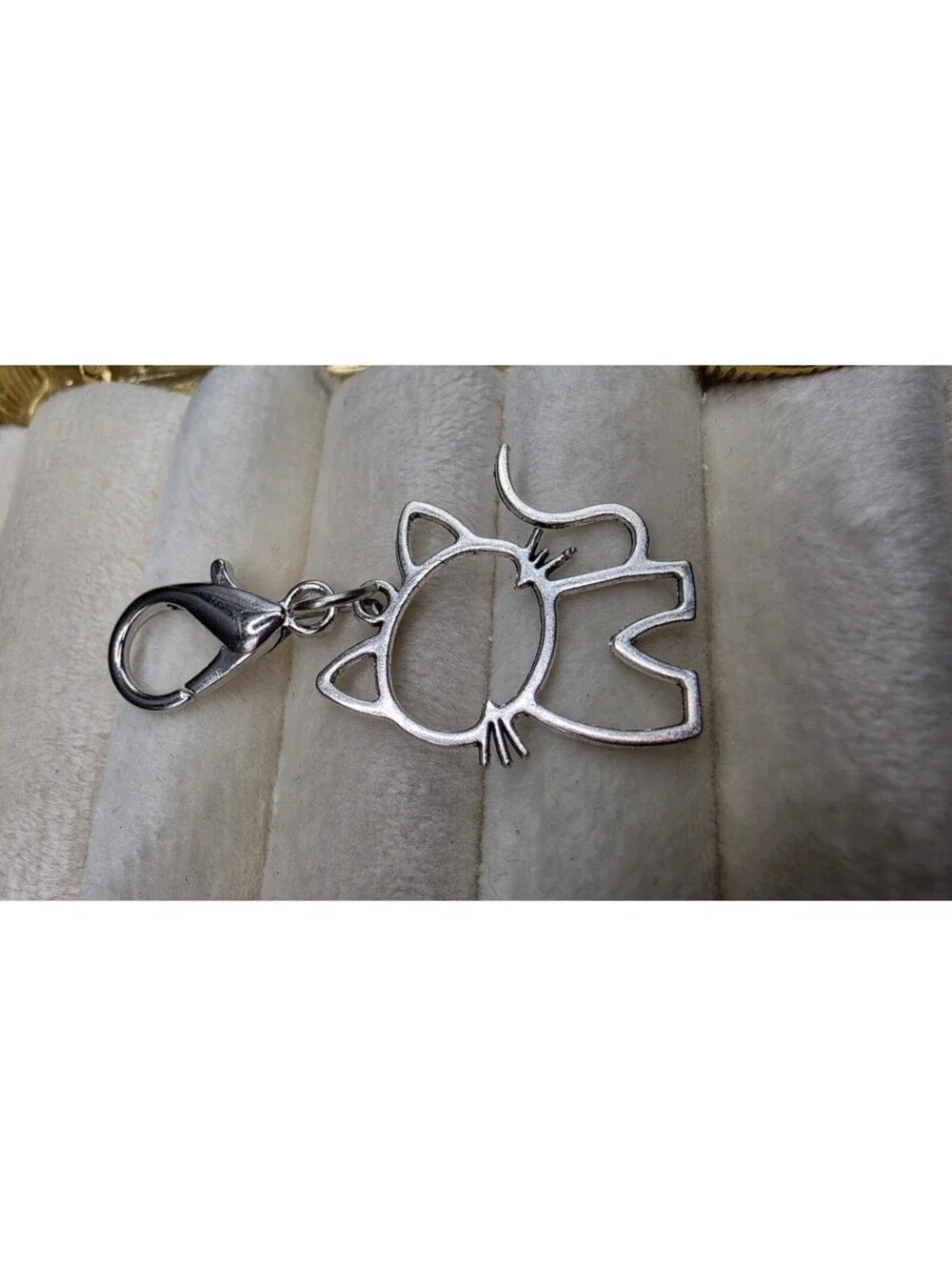 Gold and Silver Tone Cat Charm Keychain Set